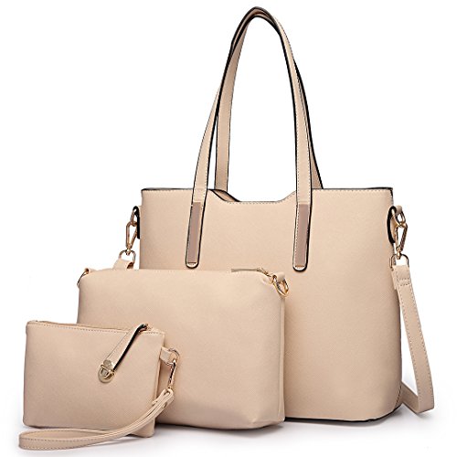 Miss Lulu Handtasche Damen Schultertaschen für Tragetasche Tote Bag Groß Henkeltasche Frauen Schulter Beuteltote Gross 3-teiliges Set von Miss Lulu