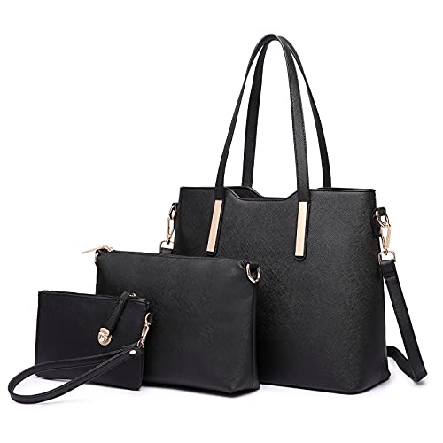 Miss Lulu Handtasche Damen Schultertaschen für Damen Tragetasche Damen Tote Bag Groß Henkeltasche Damen Frauen Schulter Beuteltote Gross Henkeltasche Set 3-teiliges Set von Miss Lulu