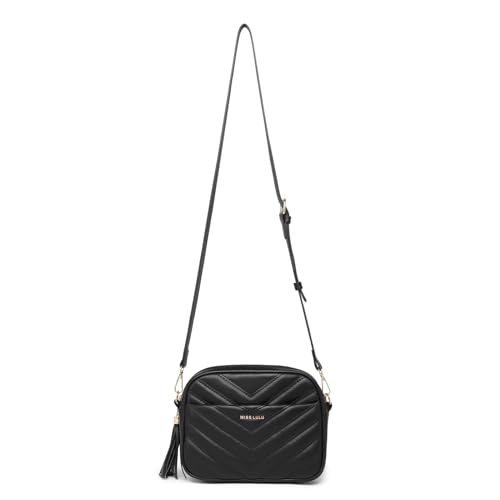 Miss Lulu Umhängetasche Damen,Frauen Cross Body Bag, Kleine Umhängetasche Damen,Crossbody Bag Damen (Schwarz) von Miss Lulu