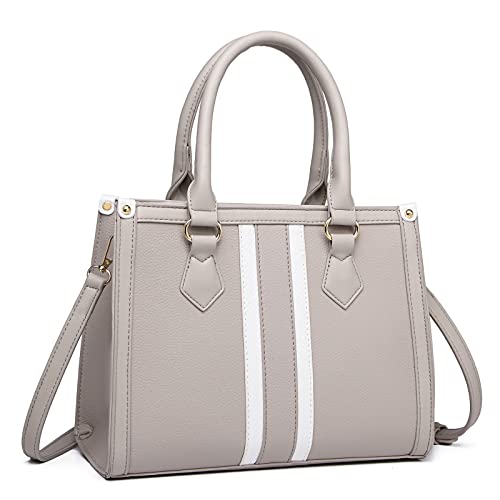 Miss Lulu Umhängetasche Damen Handtasche PU Leder Henkeltasche Damentaschen Frauen Shopper Taschen Arbeit Shopping Urlaub Grau von Miss Lulu