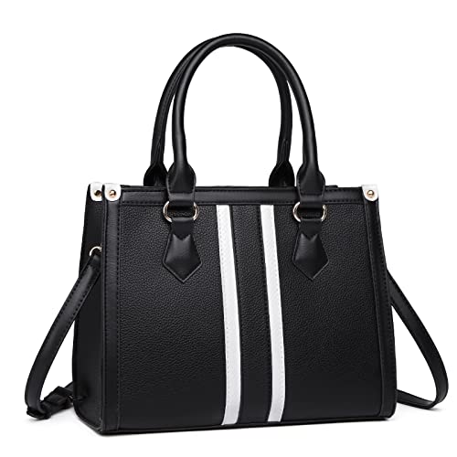 Miss Lulu Umhängetasche Damen Handtasche PU Leder Henkeltasche Damentaschen Frauen Shopper Taschen Arbeit Shopping Urlaub Schwarz von Miss Lulu