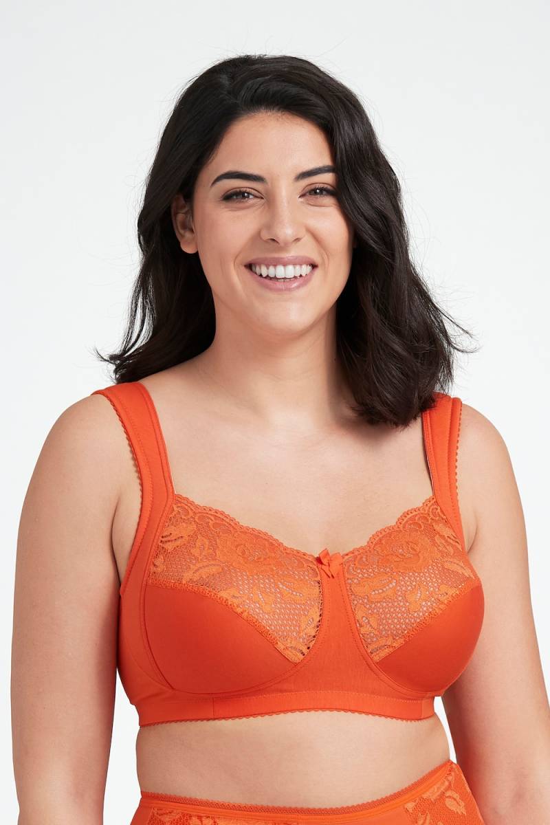 Große Größen Lovely Lace BH, Damen, orange, Größe: 100F, Baumwolle/Synthetische Fasern/Elasthan, Happy Size DE Women Große Größen Lovely Lace BH, Damen, orange, Größe: 100F, Baumwolle/Synthetische Fasern/Elasthan, Happy Size DE Women von Miss Mary of Sweden
