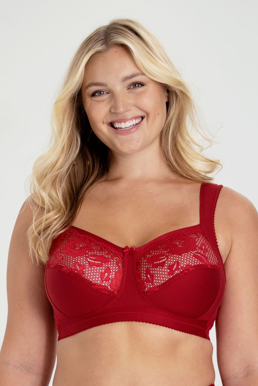 Große Größen Lovely Lace Support BH, Damen, rot, Größe: 90G, Baumwolle/Synthetische Fasern/Elasthan, Happy Size Women von Miss Mary of Sweden