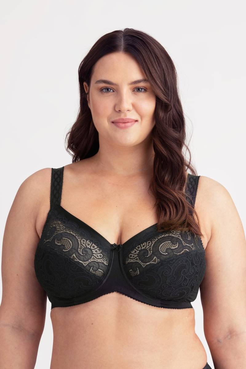 Große Größen Wonder Minimizer BH, Damen, schwarz, Größe: 90D, Synthetische Fasern/Elasthan, Happy Size DE Women von Miss Mary of Sweden