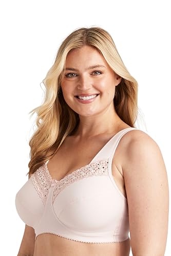 Miss Mary of Sweden - Broderie Anglaise, BH ohne Bügel für Damen, Baumwoll-BH, Bequeme Vollschalen-BHS mit Stützfunktion 80D Zartrosa von Miss Mary of Sweden