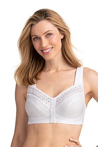 Miss Mary of Sweden Bügelloser BH mit Vorderverschluss Broderie Anglaise Baumwolle 90E Weiss von Miss Mary of Sweden