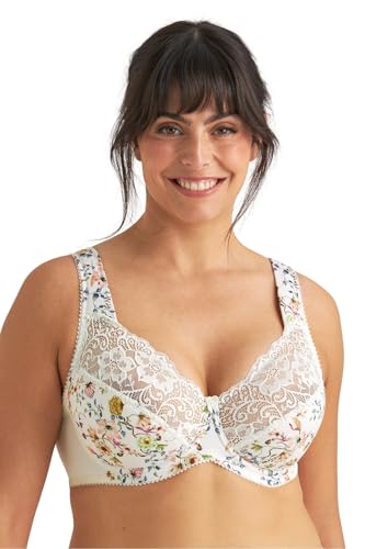 Miss Mary of Sweden Fauna BH mit Bügel – Vollschalen-BH mit floraler Spitze, eleganter Komfort 100E Champagne von Miss Mary of Sweden