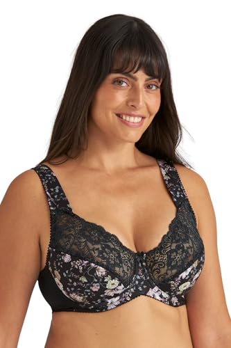 Miss Mary of Sweden Fauna BH mit Bügel – Vollschalen-BH mit floraler Spitze, eleganter Komfort 100C Schwarz von Miss Mary of Sweden