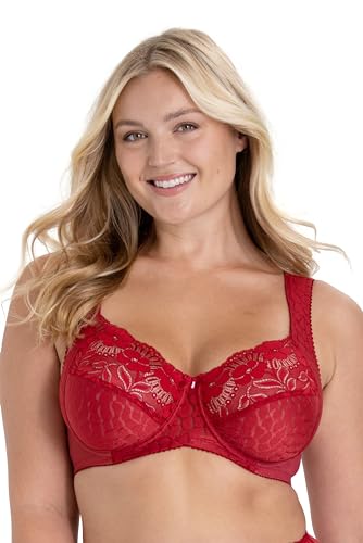 Miss Mary of Sweden Jacquard & Lace Bügel-BH mit seitlicher Unterstützung 85C Rot von Miss Mary of Sweden