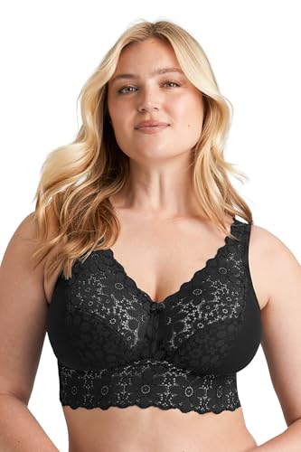 Miss Mary of Sweden Lace Dreams Elastischer Langer BH ohne Bügel aus recyceltem Material 80C Schwarz von Miss Mary of Sweden