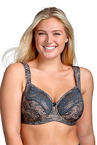 Miss Mary of Sweden Leo Bügelloser, elastischer Spitzen-BH mit Nicht-wattierten Schalen. Luxuriöses Design und Animalprin 100B Braun von Miss Mary of Sweden