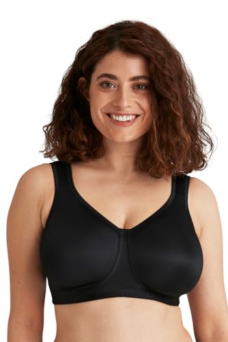 Miss Mary of Sweden BH ohne Bügel – Glatter Soft-BH mit geteilter Naht – Komfort-BH für große Größen, stützender Entlastungs-BH – hautfreundliches Innenfutter 95G Schwarz von Miss Mary of Sweden