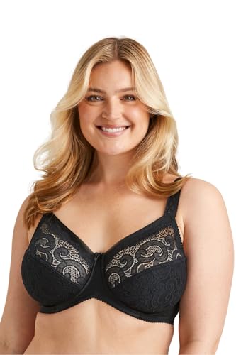 Miss Mary of Sweden Wonder Minimizer BH mit Bügel – Weißer Minimizer-BH mit Vollschalen, formt optisch Kleiner, starker Halt 100F Schwarz von Miss Mary of Sweden