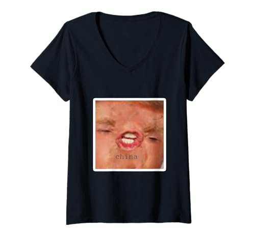 Damen Trump China Shirt Meme T-Shirt mit V-Ausschnitt Damen Trump China Shirt Meme T-Shirt mit V-Ausschnitt von Miss Me Yet Funny Trump Meme
