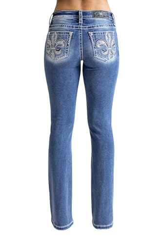 Miss Me - - 34" Low-Rise-Bootcut-Jeans für Damen, Kolorit Dark Blue, Größe: 24W x 34L von Miss Me