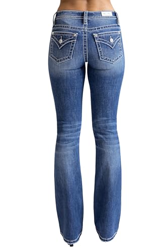 Miss Me - - 34" Low-Rise-Bootcut-Jeans für Damen, Kolorit Dark Blue, Größe: 26W x 34L von Miss Me