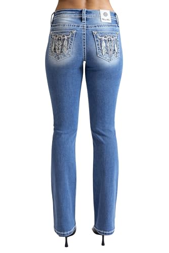 Miss Me - - 34" Low-Rise-Bootcut-Jeans für Damen, Kolorit Dark Blue, Größe: 28W x 34L von Miss Me