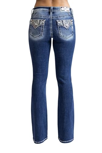 Miss Me - - 34" Low-Rise-Bootcut-Jeans für Damen, Kolorit Dark Blue, Größe: 28W x 34L von Miss Me