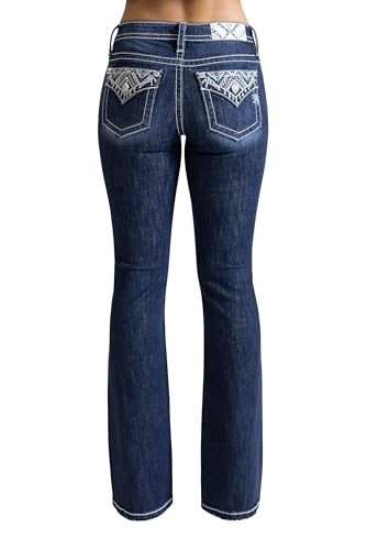 Miss Me - - 34" Low-Rise-Bootcut-Jeans für Damen, Kolorit Dark Blue, Größe: 34W x 34L von Miss Me