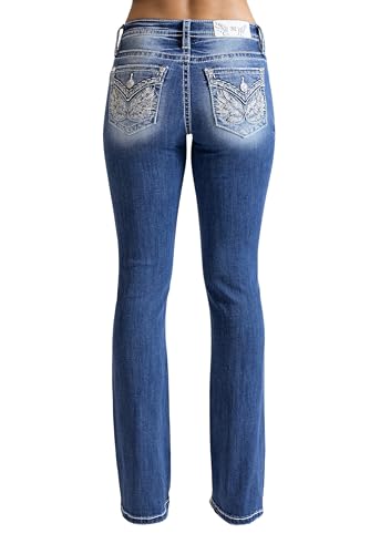 Miss Me - - 34" Low-Rise-Bootcut-Jeans für Damen, Kolorit Dark Blue, Größe: 34W x 34L von Miss Me