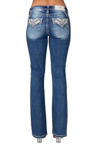 Miss Me - - 34" Low-Rise-Bootcut-Jeans für Damen, Kolorit Medium Blue, Größe: 27W x 34L von Miss Me