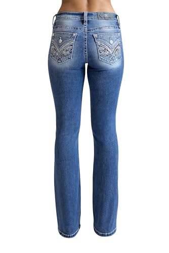Miss Me - - 34" Low-Rise-Bootcut-Jeans für Damen, Kolorit Medium Blue, Größe: 27W x 34L von Miss Me