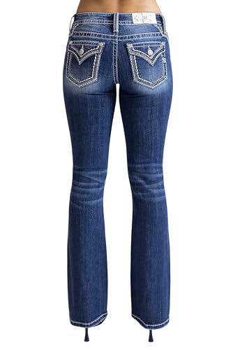 Miss Me - - Intricate Wing Mid-Rise Bootcut-Jeans für Damen, 32 Zoll, Kolorit Medium Blue, Größe: 28W x 32L von Miss Me