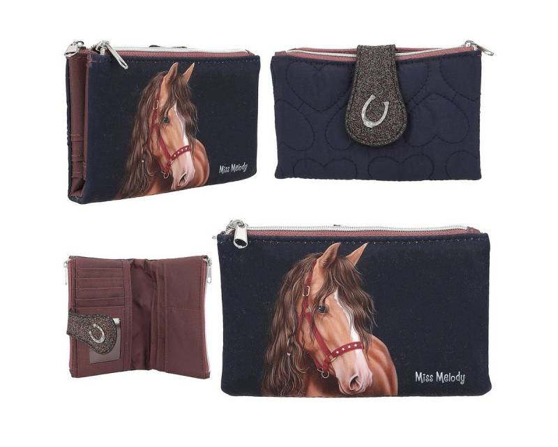 Miss Melody Geldbörse DEPESCHE Miss Melody Portemonnaie GLITTER HORSE dunkelblau 2,8x14x9,5c von Miss Melody