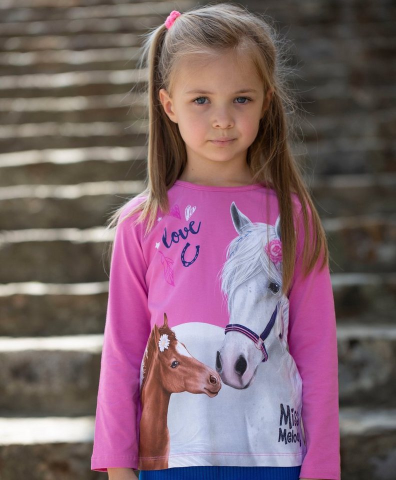 Miss Melody Langarmshirt mit großem Pferde-Frontmotiv von Miss Melody