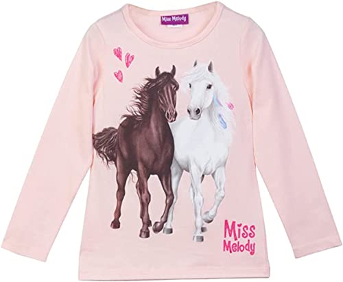 Miss Melody Langarmshirt mit 2 Pferden 76016 in rosa Gr. 140 von Miss Melody