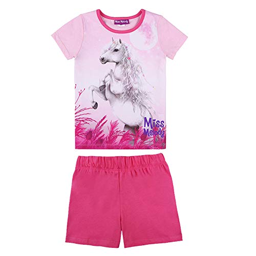 Miss Melody Mädchen Schlafanzug, zweiteilig: T-Shirt und Shorts, rosa, Größe 116, 6 Jahre von Miss Melody