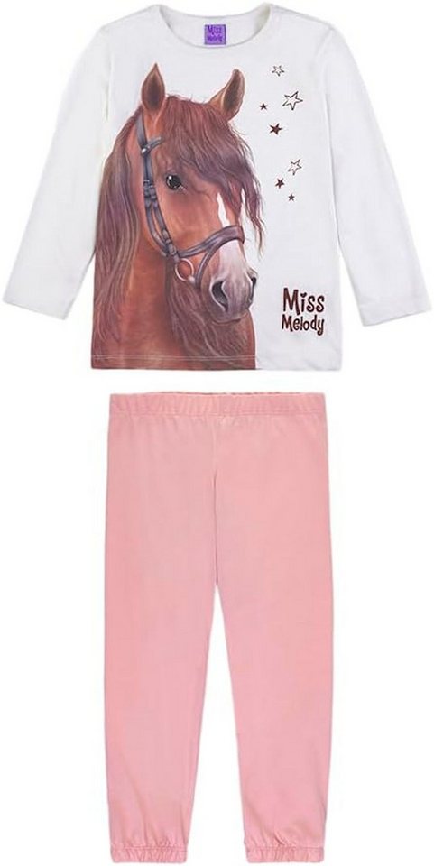Miss Melody Pyjama Miss Melody Pyjama Schlafanzug lang Pferde snow white rosa (2 tlg) von Miss Melody