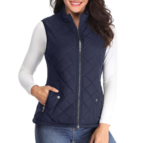 MISS MOLY Weste Damen Steppweste Leicht Ärmellose Weste Gilet Jacke ohne Ärmel Blau Medium von MISS MOLY