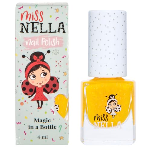Miss Nella HONEY TWINKLES- Spezieller Gelb Nagellack mit Glitzer für Kinder, Peel-Off-Formel, wasserbasiert und geruchsneutral von MISS NELLA