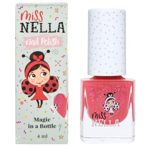 Miss Nella SUGAR HUGS abziehbarer Nagellack speziell für Kinder, rosa Glitzer, Peel-Off-Formel, ungiftig, wasserbasiert und geruchsneutral von MISS NELLA