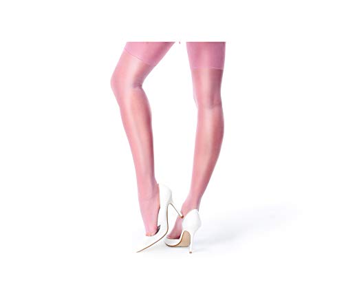 Miss O Seidige Damenstrümpfe in Pink mit Schlichtem Oberteil und Satin-Finish - Elasthan & Polyamid - L/XL von Miss O
