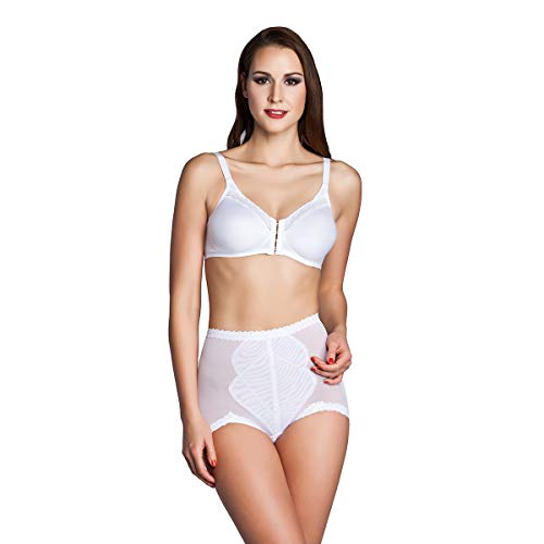 Miss Perfect Dessous Damen Body Trim Vorderverschluss BH ohne Bügel Fontverschluss BH Bügelloser BH Verschluss Vorne Baumwolle Spitzen BH in Weiß Größe 80B von Miss Perfect