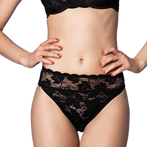 Miss Perfect Dessous Damen Fantasy Rioslip Slip Spitze Unterhose Damen Hipster Damen Panty Hüftslip mit Spitze in Schwarz Größe L (42) von Miss Perfect