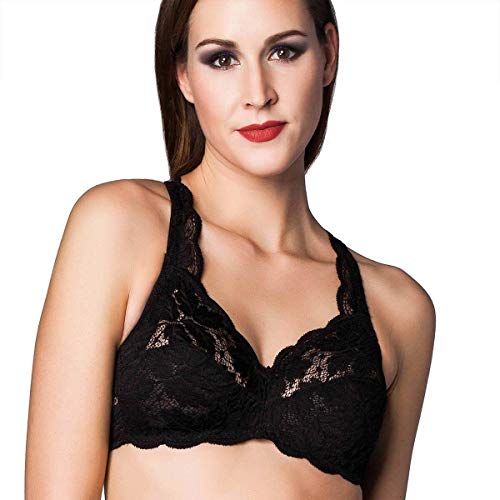 Miss Perfect Dessous Fantasy Soft BH Damen ohne Bügel BH mit Spitze Bügelloser BH Spitze BH Bügellos in Schwarz Größe 90B von Miss Perfect