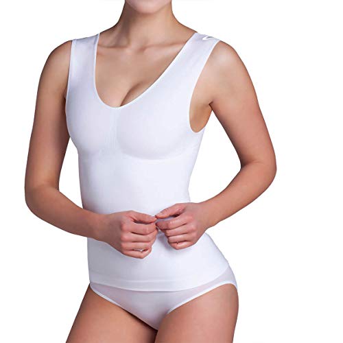 Miss Perfect Form & Funktion Shapewear Damen - Shapewear Top Bauchweg Hemd Body Shaper Shaping Unterwäsche - Figurformende Wäsche Weiß Größe S von Miss Perfect