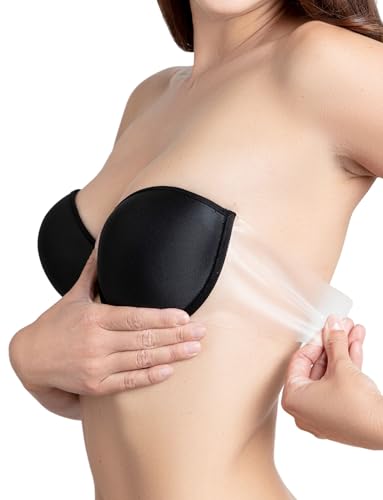 Miss Perfect Style 'n Go Styling BH Trägerloser Klebe BH mit Bügel Push up BH Trägerloser BH Rückenfreier Bra Schwarz B-Cup von Miss Perfect