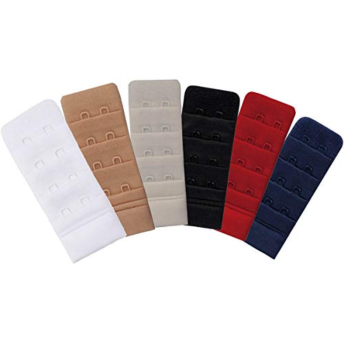 Miss Perfect Wow 2 Go BH Verlängerung Erweiterung BH Verschluss Bra Extender Verlängerung 4er-Set oder 6er-Set Haut Schwarz Weiß Champagner Blau Rot von Miss Perfect