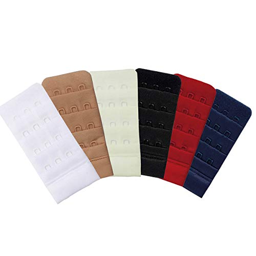Miss Perfect Wow 2 Go BH Verlängerung Erweiterung BH Verschluss Bra Extender Verlängerung 4er-Set oder 6er-Set Haut Schwarz Weiß Champagner Blau Rot von Miss Perfect