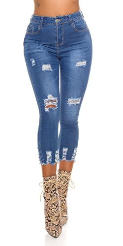 Miss RJ High Waist Jeans Damen Skinny Jeans 7/8 Jeanshose Used Look (Blau, 36) von Miss RJ