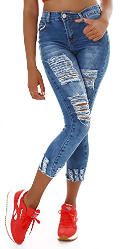 Miss RJ Jeans Damen High Waist Skinny 7/8 Jeanshose Used Look (36) von Miss RJ