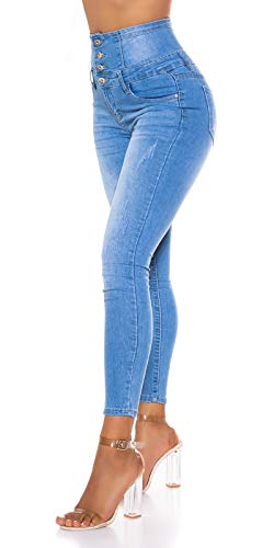 Miss RJ Jeans High Waist Damen Skinny Jeans Jeanshose Corsage Look (Blau, 36) von Miss RJ