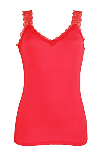 Miss Rouge Top, Trägertop mit Spitze, rot, One size von Miss Rouge