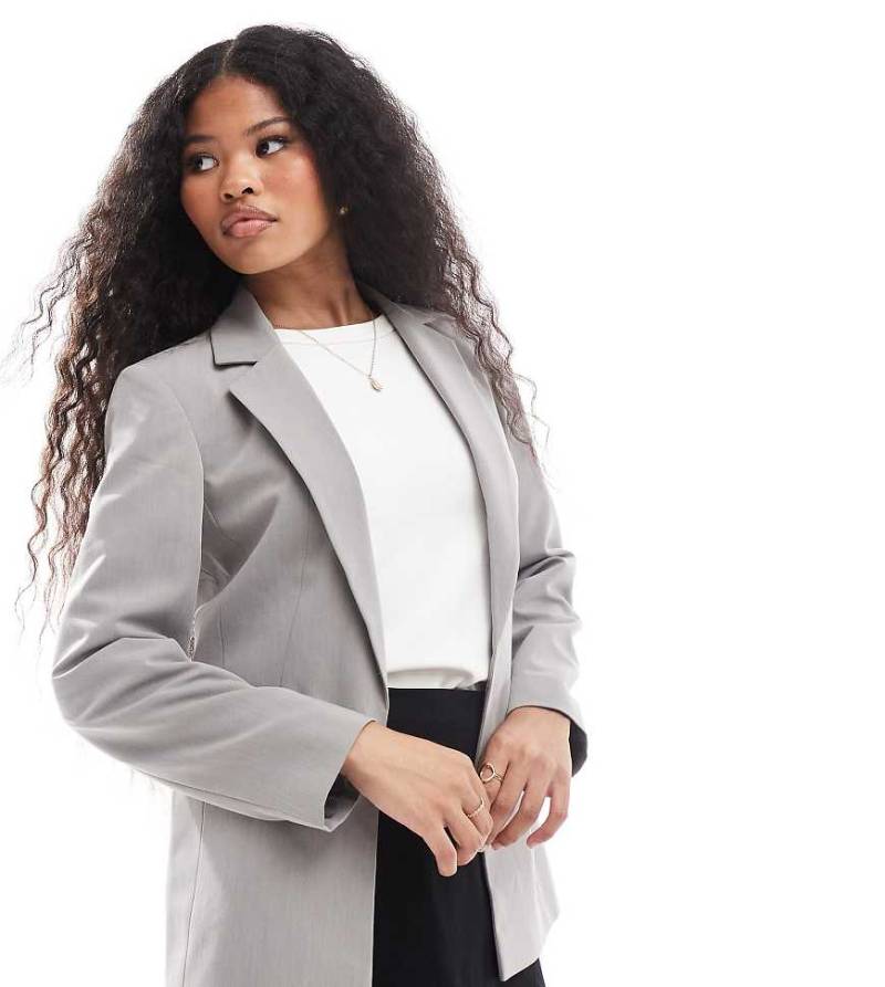 Miss Selfridge Petite - Basic-Blazer in Grau mit lockerem Schnitt von Miss Selfridge Petite