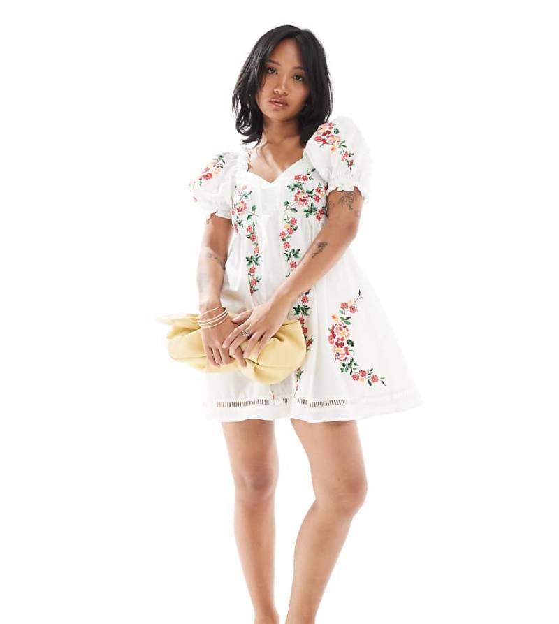 Miss Selfridge Petite - Besticktes Mini-Babydoll-Kleid-Bunt von Miss Selfridge Petite