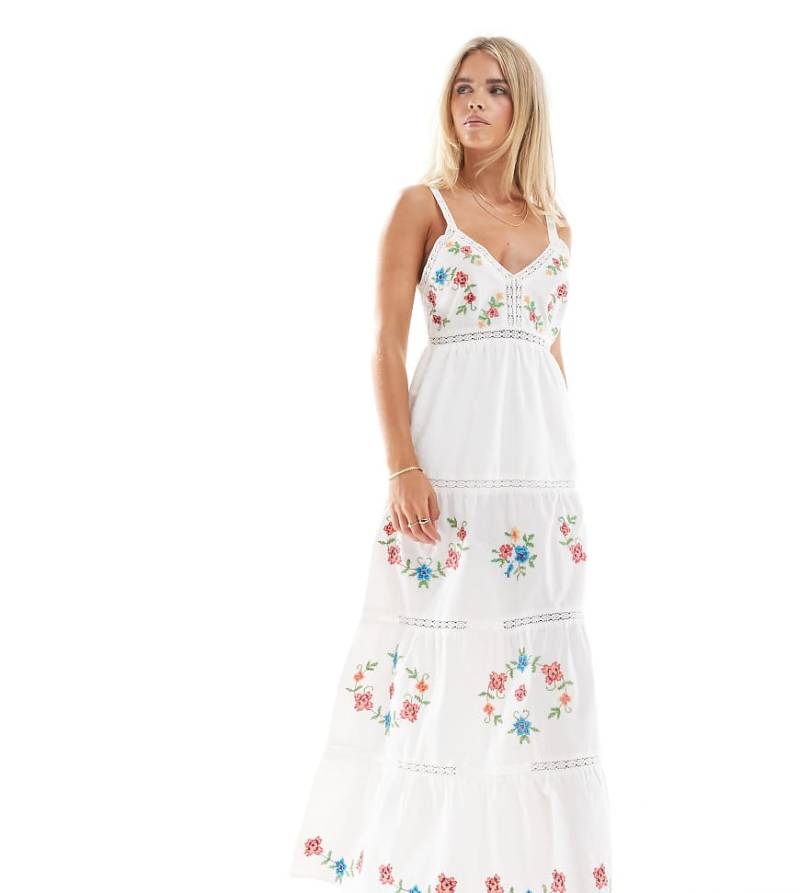 Miss Selfridge Petite - Besticktes Vintage-Maxikleid-Weiß von Miss Selfridge Petite